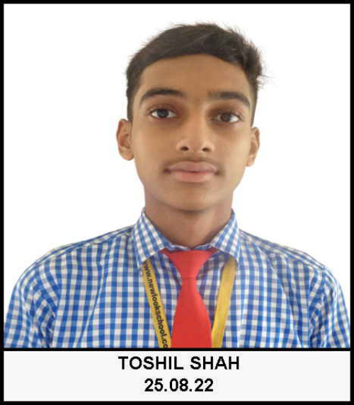 TOSHIL SHAH, New Look topper, CBSE Pratapur
